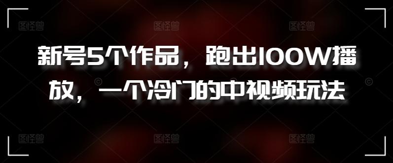 新号5个作品，跑出100W播放，一个冷门的中视频玩法【揭秘】-优创项目网