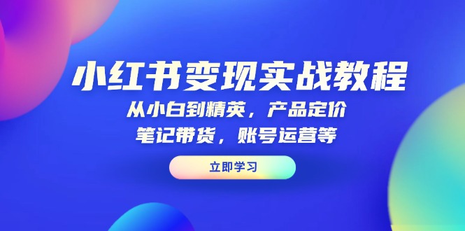 小红书变现实战教程：从小白到精英，产品定价，笔记带货，账号运营等-优创项目网