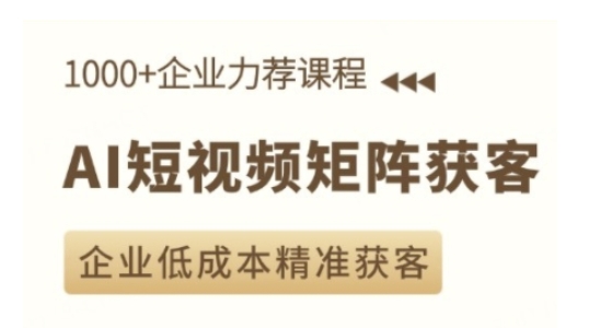 AI短视频矩阵获客实操课，企业低成本精准获客-优创项目网