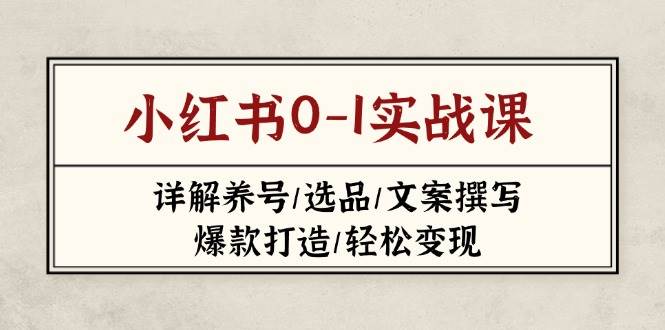 小红书0-1实战课(2023-2025)，详解养号/选品/文案撰写/爆款打造/轻松变现-优创项目网