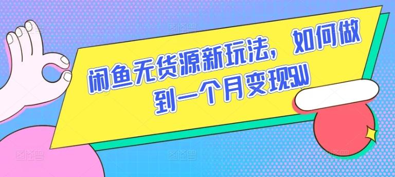 闲鱼无货源新玩法，如何做到一个月变现5W【揭秘】-优创项目网