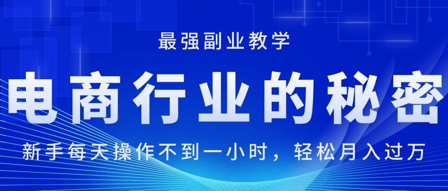 电商行业的秘密，新手每天操作不到一小时，月入过万轻轻松松，最强副业…-优创项目网