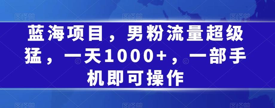 蓝海项目，男粉流量超级猛，一天1000+，一部手机即可操作【揭秘】-优创项目网