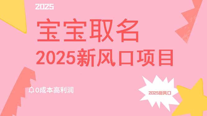 2025新风口项目宝宝取名，0成本高利润，附保姆级教程，月入过万不是梦-优创项目网