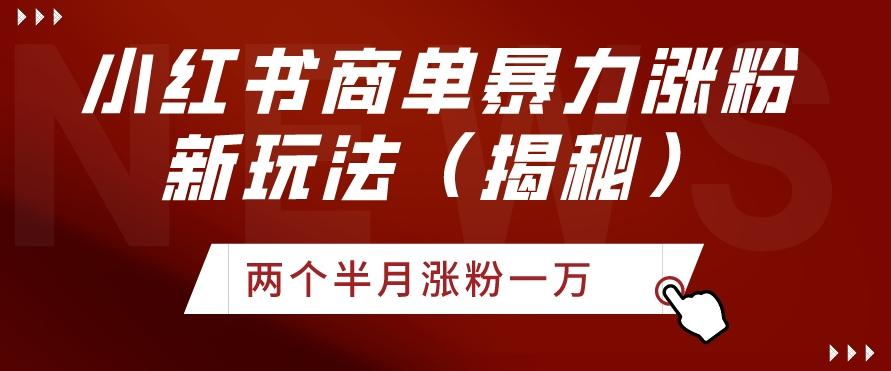 小红书商单暴力涨粉新玩法两个半月涨粉一万（揭秘）-优创项目网