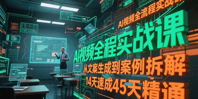 AI视频全流程实战课，从文案生成到案例拆解，14天速成45天精通-优创项目网