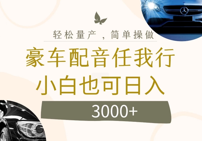 不为人知的暴力小项目，豪车配音，日入几张【揭秘】-优创项目网