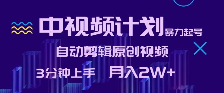 中视频计划暴力起号，自动剪辑原创视频，3分钟上手，月入2W+【揭秘】-优创项目网