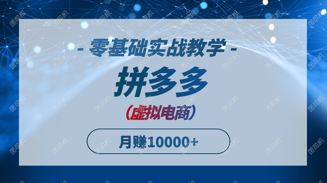 拼多多虚拟电商，零基础实战教学，快速打爆商品，新手也能月入10000+-优创项目网