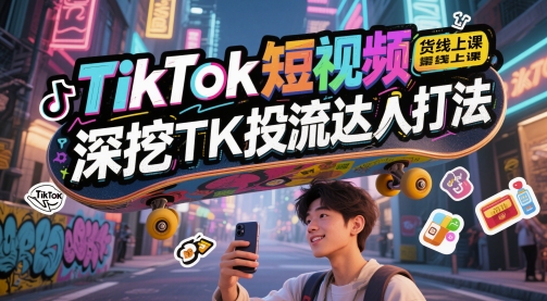 TikTok短视频带货线上课，深挖TK投流达人打法-优创项目网