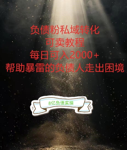 负债粉掘金计划，帮助负债者解决问题，债务规划，债务重组，最好的变现方式【揭秘】-优创项目网