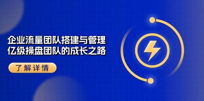 企业 流量团队-搭建与管理，亿级 操盘团队的成长之路(28节课-优创项目网