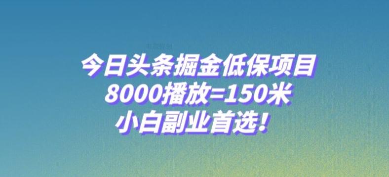 今日头条掘金低保项目，8000播放=150米，小白副业首选【揭秘】-优创项目网
