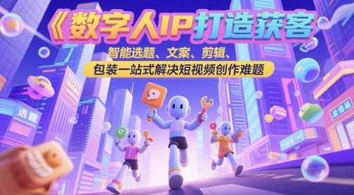 数字人IP打造获客变现实操课，智能选题、文案、剪辑、包装一站式解决短视频创作难题-优创项目网