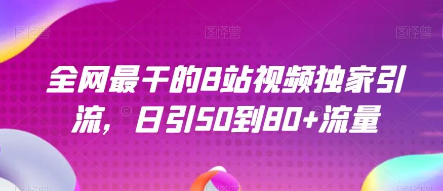 全网最干的B站视频独家引流，日引50到80+流量【揭秘】-优创项目网