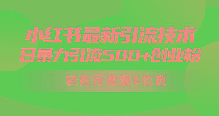 (9871期)日引500+月变现六位数24年最新小红书暴力引流兼职粉教程-优创项目网