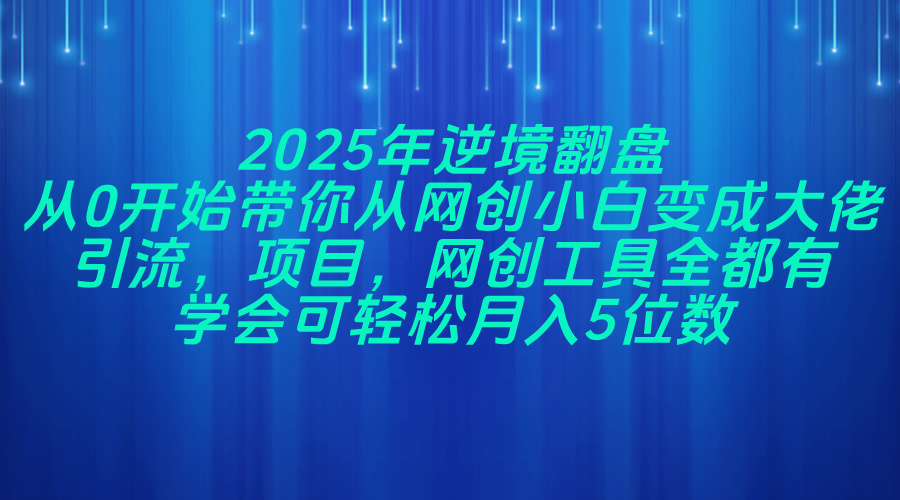 2025年逆境翻盘，从0开始带你从网创小白变成大佬，引流，项目，网创工...-优创项目网