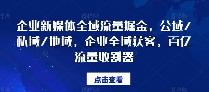 企业新媒体全域流量掘金，公域/私域/地域，企业全域获客，百亿流量收割器-优创项目网