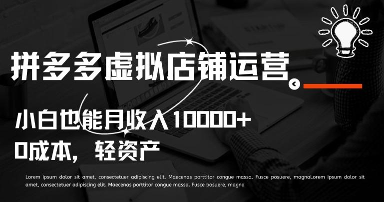 拼多多虚拟店铺运营小白也能月收入10000+【揭秘】-优创项目网