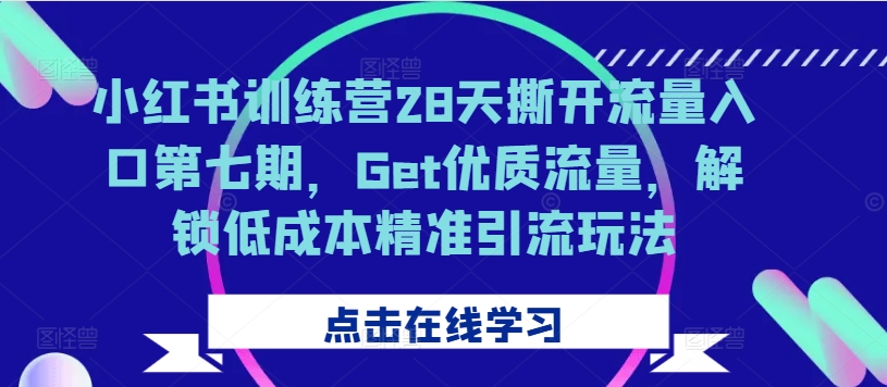 小红书训练营28天撕开流量入口第七期，Get优质流量，解锁低成本精准引流玩法-优创项目网