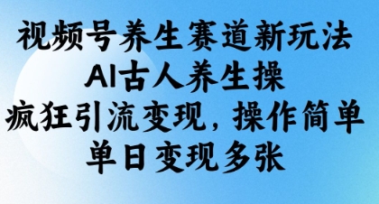 视频号养生赛道新玩法，AI古人养生操，疯狂引流变现，操作简单，单日变现多张-优创项目网