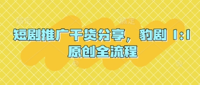 短剧推广干货分享，豹剧 1:1原创全流程-优创项目网
