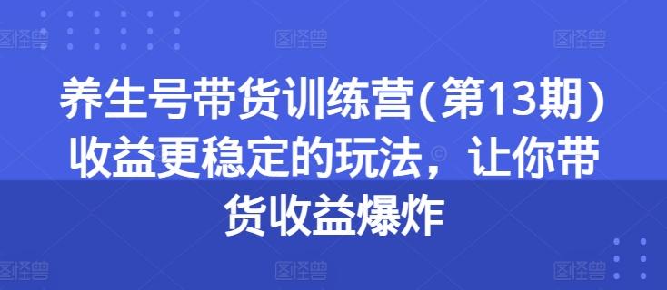 养生号带货训练营(第13期)收益更稳定的玩法，让你带货收益爆炸-优创项目网