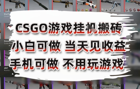 CSGO游戏挂G搬砖，小白纯手机即可操作，不用电脑打游戏，日入3张+，副业网创项目【揭秘】-优创项目网