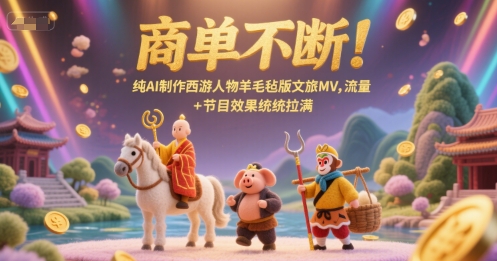 商单不断！纯AI制作西游人物羊毛毡版文旅MV，流量+节目效果统统拉满-优创项目网