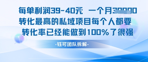 每单利润40一个月7k+转化最高的私域项目，每个人都要的产品转化率已经能做到100%-优创项目网