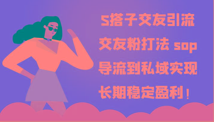 S搭子交友引流，交友粉打法 sop，导流到私域实现长期稳定盈利！-优创项目网
