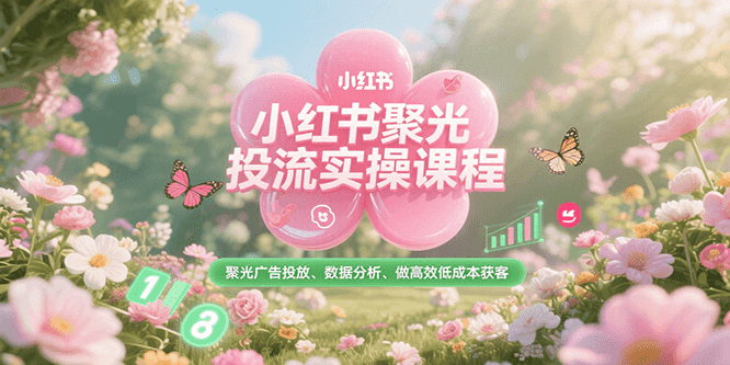 小红书聚光投流实操课程，聚光广告投放、数据分析、做高效低成本获客-优创项目网