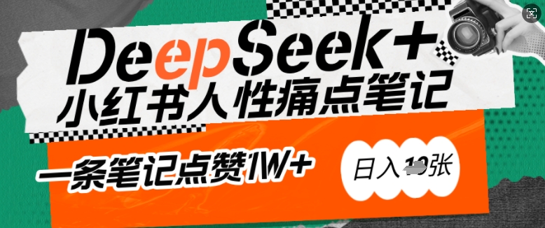 AI赋能小红书爆款秘籍：用DeepSeek轻松抓人性痛点，小白也能写出点赞破万的吸金笔记，日入多张-优创项目网