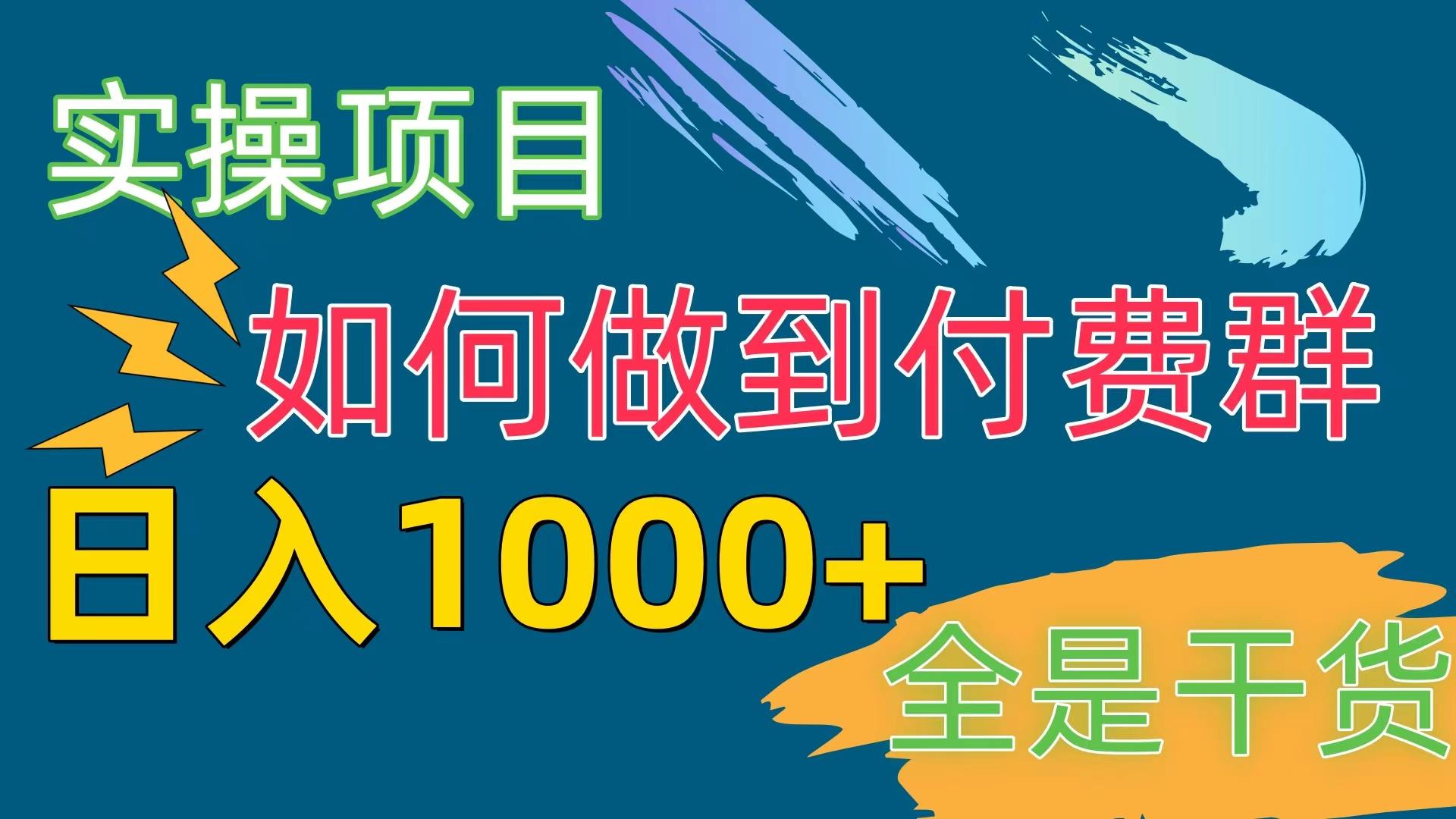 [实操项目]付费群赛道，日入1000+-优创项目网