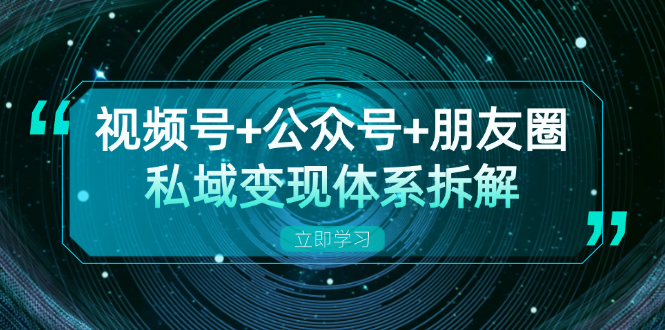 视频号+公众号+朋友圈私域变现体系拆解，全体平台流量枯竭下的应对策略-优创项目网
