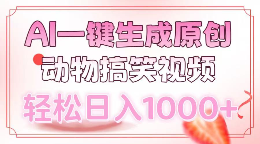 AI一键生成原创动物搞笑视频，轻松日入1000+-优创项目网