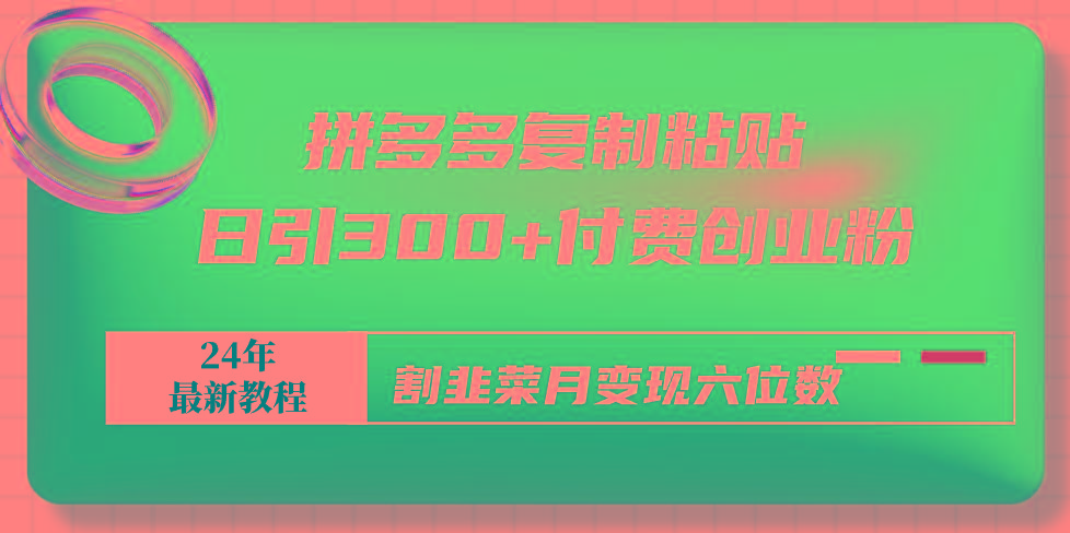 拼多多复制粘贴日引300+付费创业粉，割韭菜月变现六位数最新教程！-优创项目网