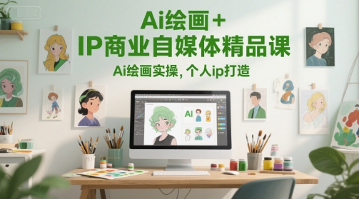 Ai绘画+IP商业自媒体精品课，Ai绘画实操，个人ip打造-优创项目网