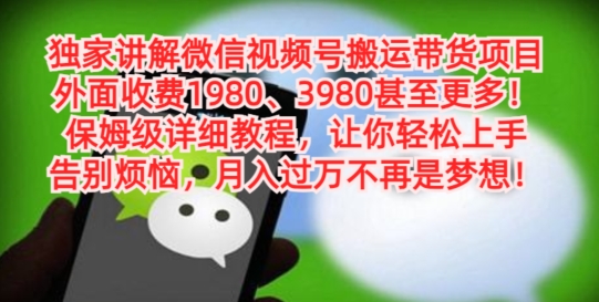 独家讲解微信视频号搬运带货项目，保姆级详细教程-优创项目网