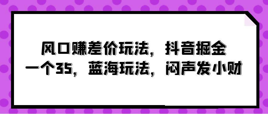 (10022期)风口赚差价玩法，抖音掘金，一个35，蓝海玩法，闷声发小财-优创项目网
