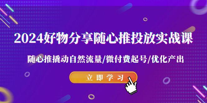 2024好物分享-随心推投放实战课 随心推撬动自然流量/微付费起号/优化产出-优创项目网