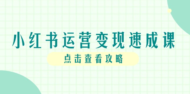 小红书运营变现速成课，账号搭建到暴力起号，个人IP全流程指南-优创项目网