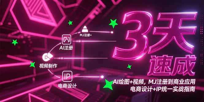 3天速成AI绘图+视频，MJ注册到商业应用，电商设计+IP统一实战指南-优创项目网