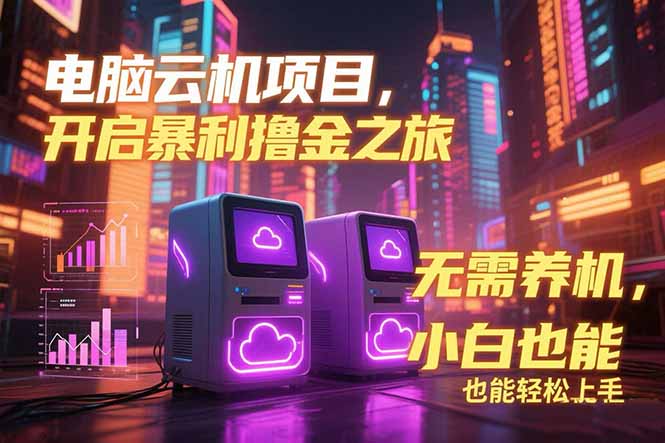 电脑云机项目 暴力撸金玩法，不需要养机 配置没有要求 单机100个窗口一…-优创项目网