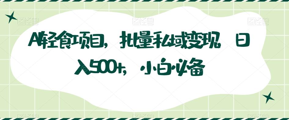 AI轻食项目，批量私域变现，日入500+，小白必备-优创项目网