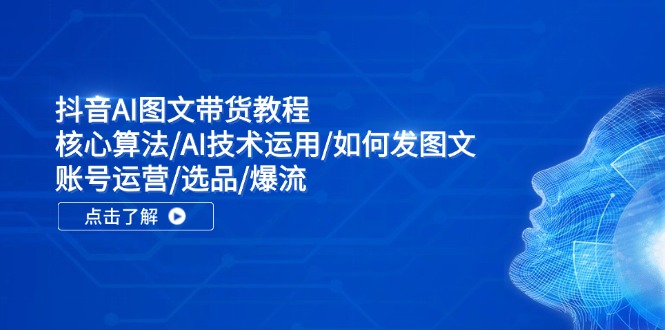 抖音AI图文带货教程：核心算法/AI技术运用/如何发图文/账号运营/选品/爆流-优创项目网