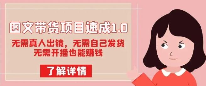 图文带货项目速成1.0：无需真人出镜，无需自己发货，无需开播也能赚钱！-优创项目网