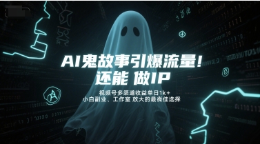 AI鬼故事引爆流量，还能做IP，视频号多渠道收益单日1k+，小白副业、工作室放大的最佳选择-优创项目网