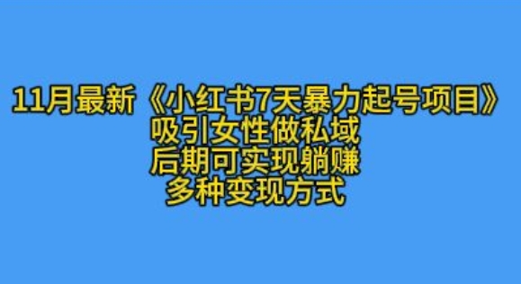 K总部落11月最新小红书7天暴力起号项目，吸引女性做私域【揭秘】-优创项目网