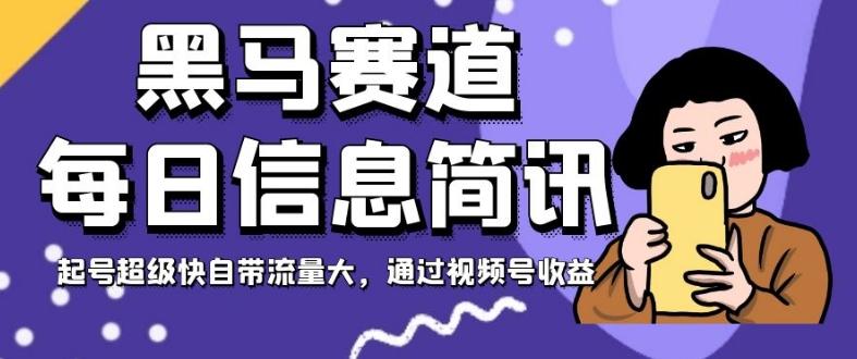 黑马赛道每日信息简讯，起号超级快自带流量大，通过视频号收益【揭秘】-优创项目网
